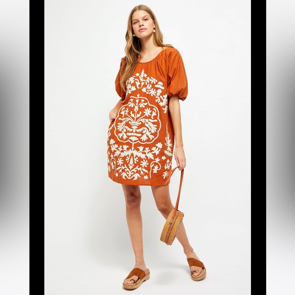 Free People Fiona Mini Dress. Size Small. Orange